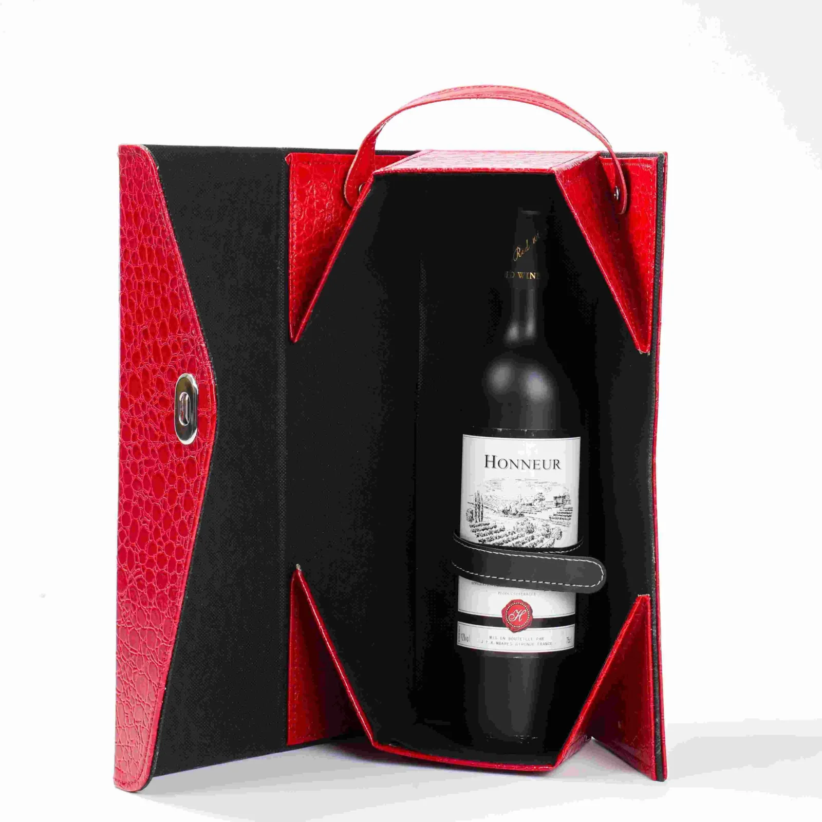 Leather Wine Bag with PU Handle, Single Bottle 2