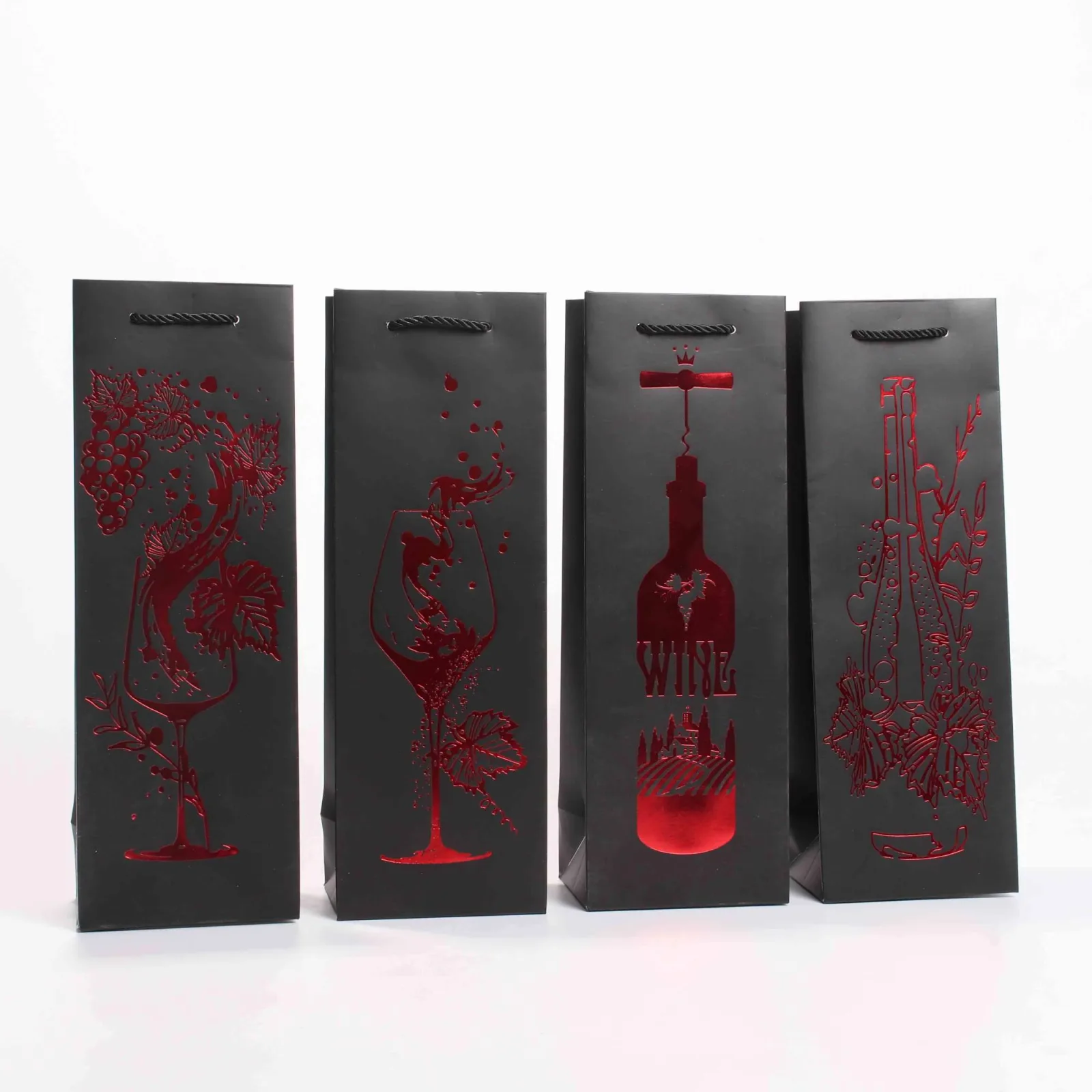 White Cardstock Wine Bag with Foil Stamping and UV 4