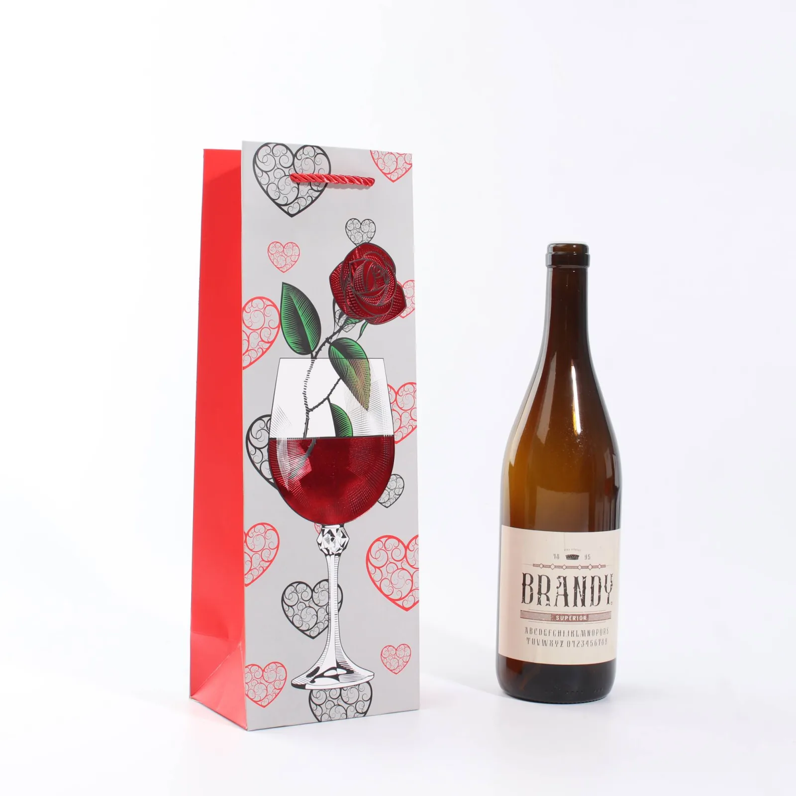 Gold Foil Rose Wine Bottle Gift Bag 2